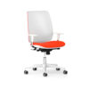 Scaun Bond WHITE, stofa, alb, sezut rosu