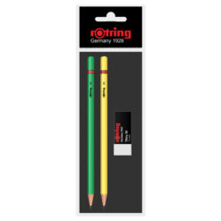 Set Rotring 2 creioane lemn HB standard + radiera