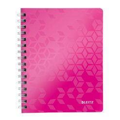 Caiet de birou Leitz WOW, PP, A5, cu spira, dictando, roz metalizat
