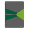 Caiet de birou Leitz Office, PP, A4, cu spira, matematica, verde