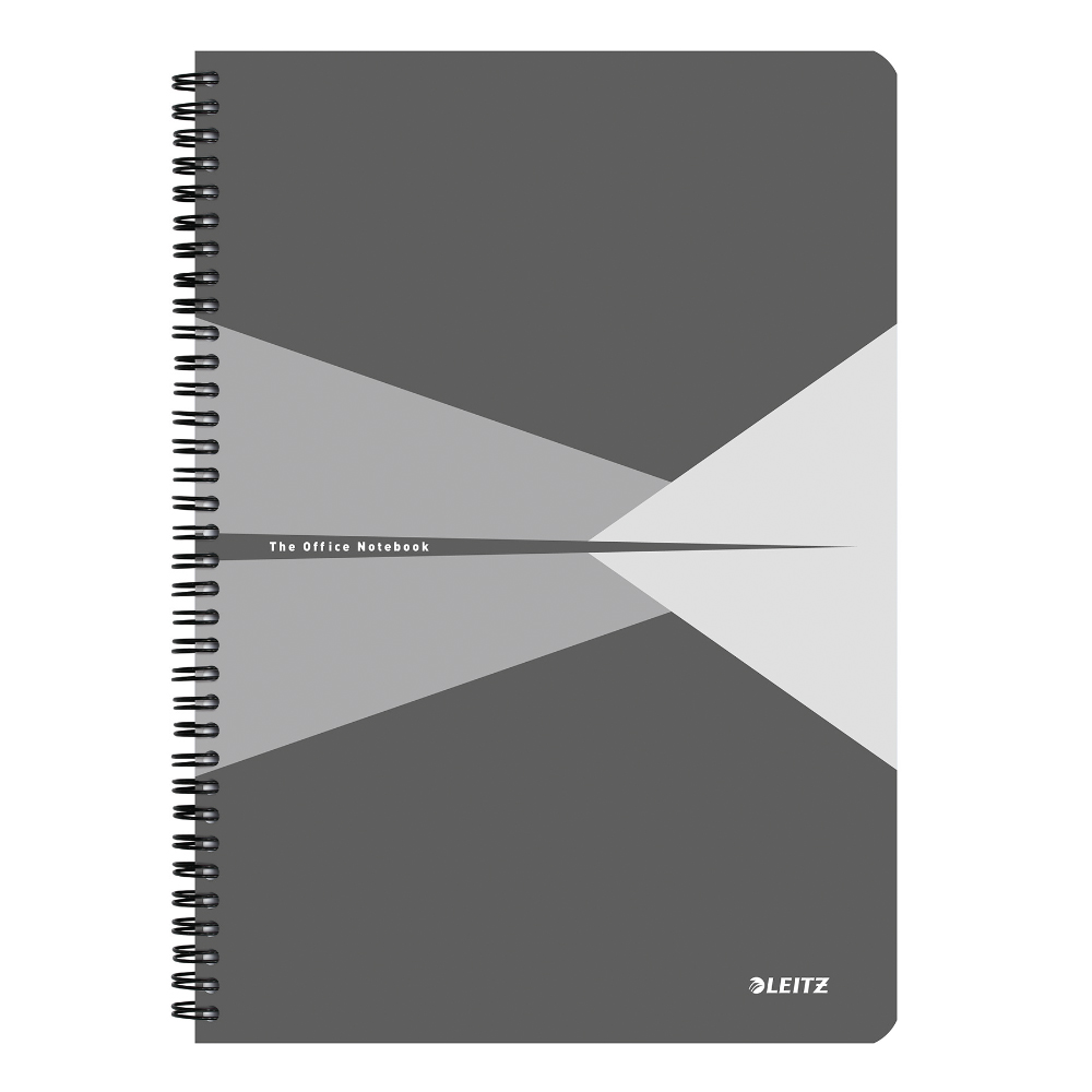 Caiet de birou Leitz Office, PP, A4, cu spira, matematica, gri Caiet de birou Leitz Office, PP, A4, cu spira, matematica, gri