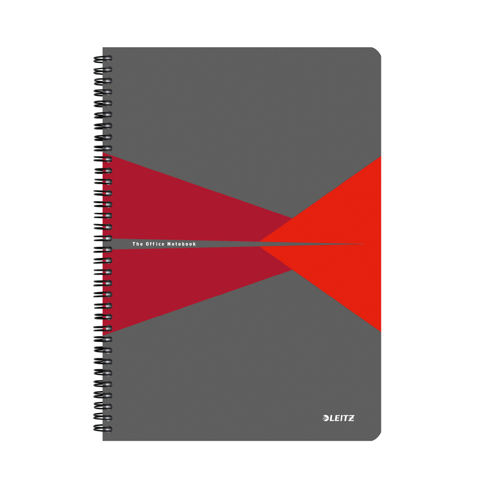 Caiet de birou Leitz Office, PP, A5, cu spira, matematica, rosu Caiet de birou Leitz Office, PP, A5, cu spira, matematica, rosu