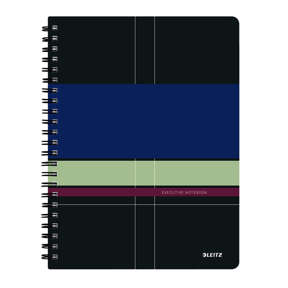 Caiet de birou Leitz Executive, PP, A4, cu spira, matematica, negru/violet Caiet de birou Leitz Executive, PP, A4, cu spira, matematica, negru/violet