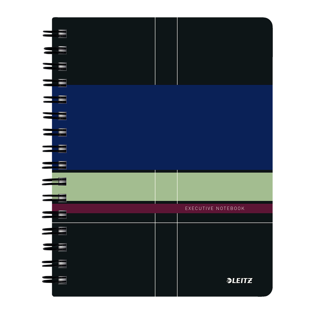 Caiet de birou Leitz Executive, PP, A5, cu spira, matematica, negru/violet Caiet de birou Leitz Executive, PP, A5, cu spira, matematica, negru/violet