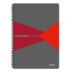 Caiet de birou Leitz Office, carton, A4, cu spira, matematica, rosu