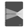 Caiet de birou Leitz Office, carton, A5, cu spira, matematica, gri Caiet de birou Leitz Office, carton, A5, cu spira, matematica, gri