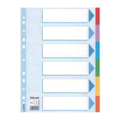 Separatoare Esselte, carton reciclat si reciclabil, A4, 6 taste, multicolor