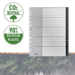 Index Leitz Recycle, PP reciclat, A4 MAXI, A-Z, negru
