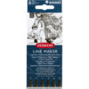 Liner DERWENT Profesional, 0.0.5 - 0.8 mm, 6 bucati, negru