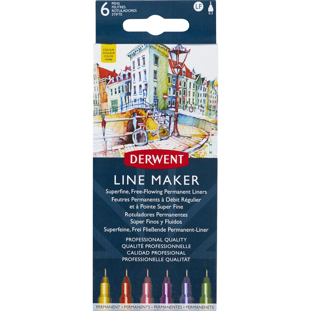 Liner DERWENT Profesional, 0.3 mm, 6 culori Liner DERWENT Profesional, 0.3 mm, 6 culori
