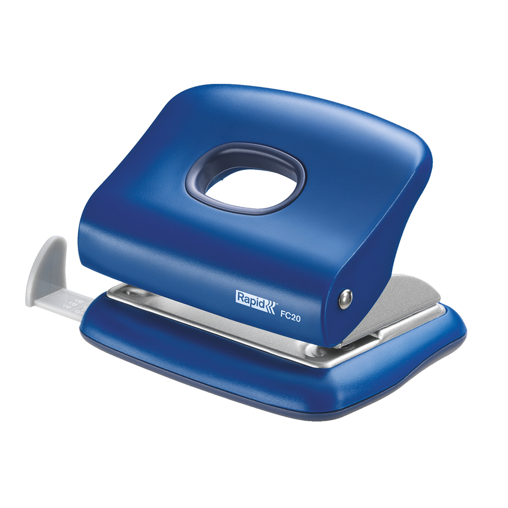 Perforator plastic Rapid FC20, 20 de coli, cutie, albastru Perforator plastic Rapid FC20, 20 de coli, cutie, albastru