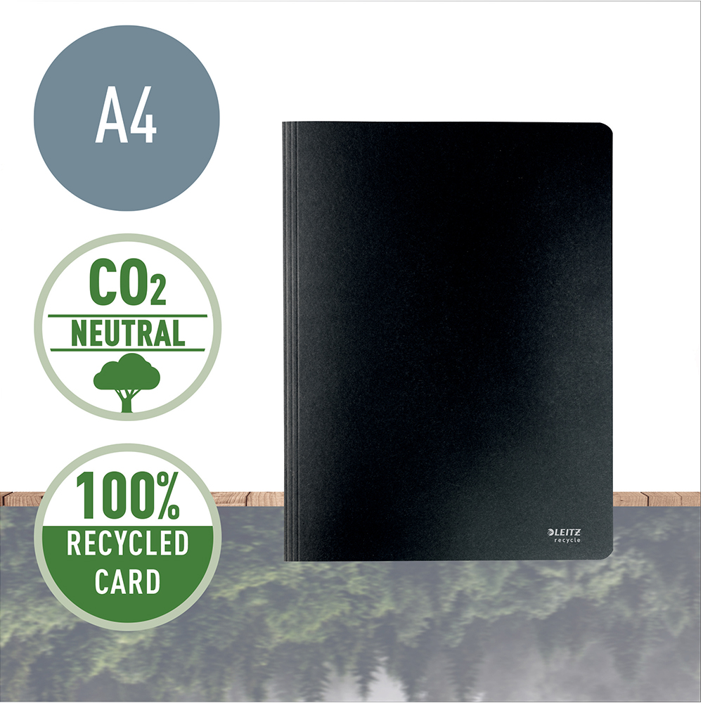 Dosar cu sina Leitz Recycle, carton reciclat, A4, 250 coli, negru Dosar cu sina Leitz Recycle, carton reciclat, A4, 250 coli, negru