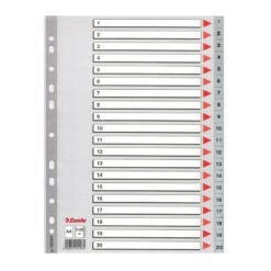 Index din plastic Esselte, A4, index 1-20