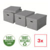 Cutie depozitare Esselte Home Recycled, carton reciclat si reciclabil, 510x355x305 mm, cu capac, 3 bucati/set, gri Cutie depozitare Esselte Home Recycled, carton reciclat si reciclabil, 510x355x305 mm, cu capac, 3 bucati/set, gri