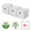 Cutie depozitare Esselte Home Recycled, carton reciclat si reciclabil, 365x320x315 mm, cu capac, 3 bucati/set, alb Cutie depozitare Esselte Home Recycled, carton reciclat si reciclabil, 365x320x315 mm, cu capac, 3 bucati/set, alb