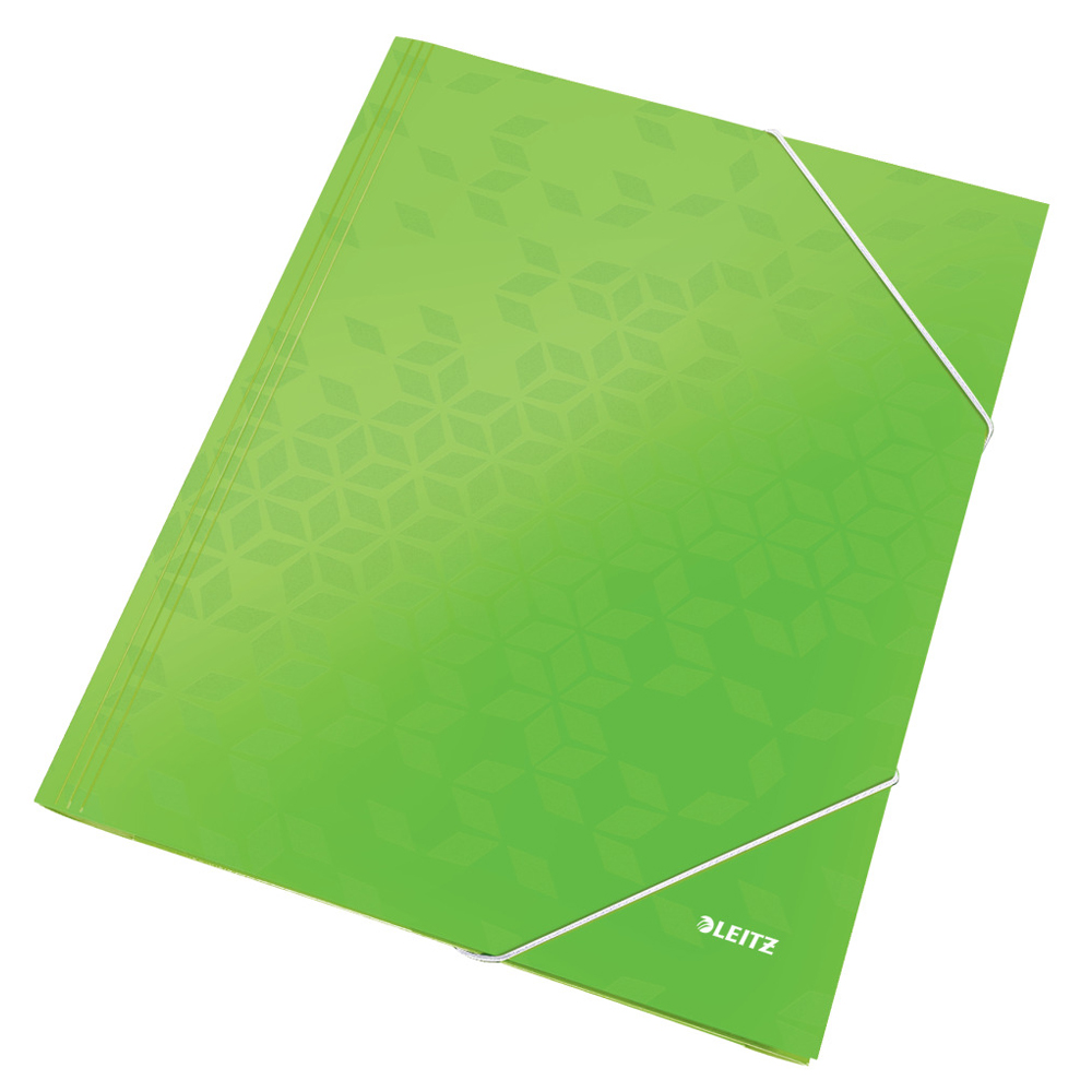 Mapa cu elastic Leitz WOW, carton laminat, A4, 250 coli, verde Mapa cu elastic Leitz WOW, carton laminat, A4, 250 coli, verde