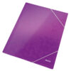 Mapa cu elastic Leitz WOW, carton laminat, A4, 250 coli, mov Mapa cu elastic Leitz WOW, carton laminat, A4, 250 coli, mov