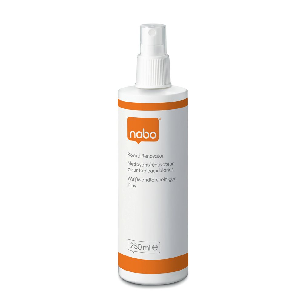 Spray renovator NOBO, lichid, pentru curatare table si flipcharturi, uz lunar, 250 ml Spray renovator NOBO, lichid, pentru curatare table si flipcharturi, uz lunar, 250 ml