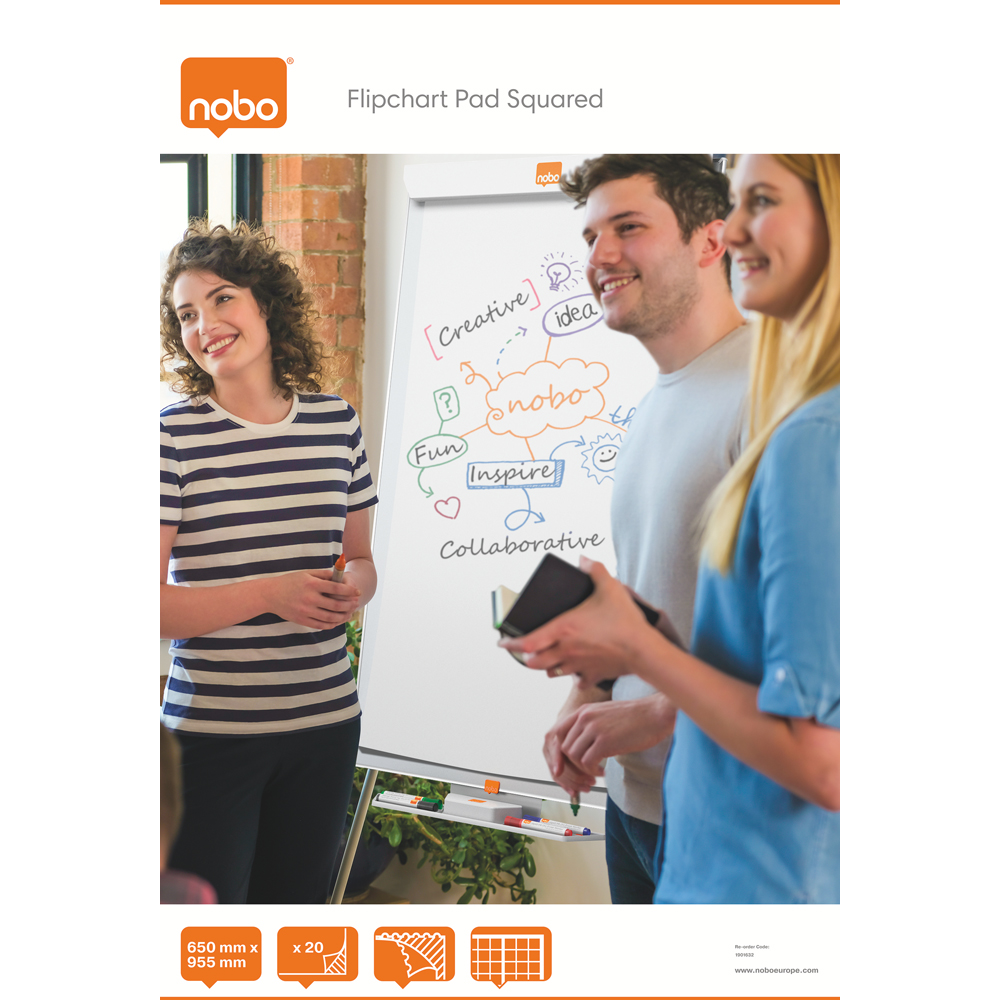 Hartie pentru flipchart NOBO, 65x95.5 cm, 20 coli, matematica Hartie pentru flipchart NOBO, 65x95.5 cm, 20 coli, matematica