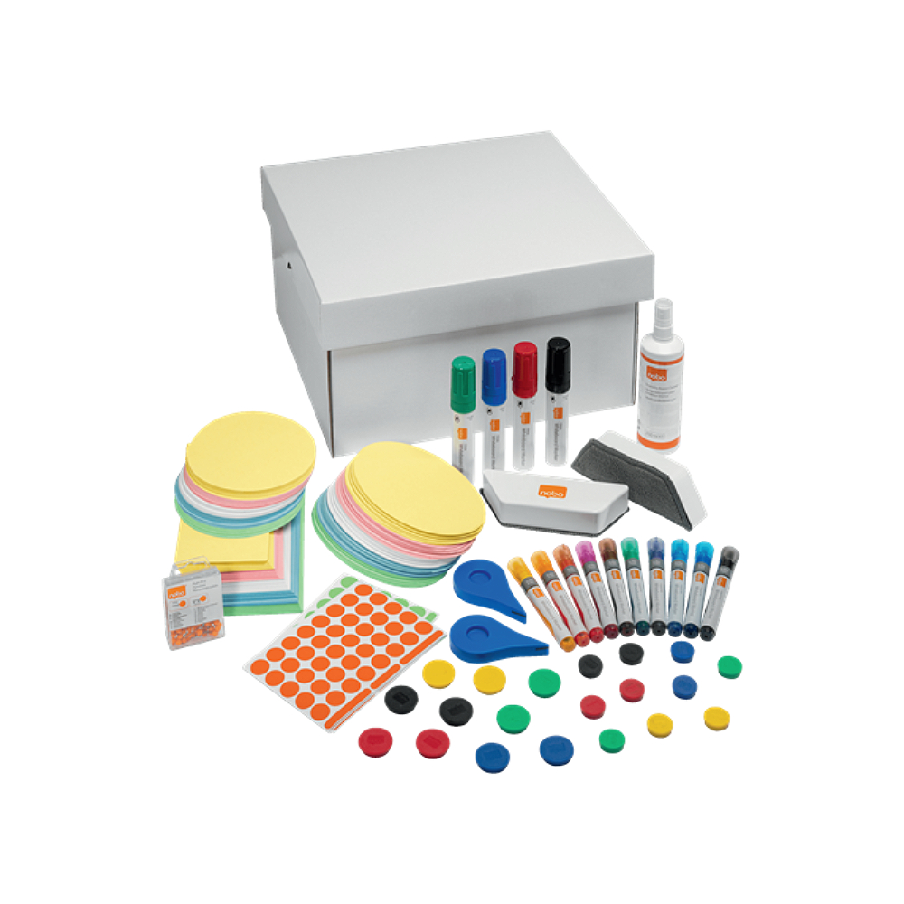 Kit accesorii NOBO Move & Meet, pentru sistemul mobil, include peste 1900 accesorii, printre care 14 markere, 20 magneti, 2 bureti, piuneze si spray de curatare 250 ml Kit accesorii NOBO Move & Meet, pentru sistemul mobil, include peste 1900 accesorii, printre care 14 markere, 20 magneti, 2 bureti, piuneze si spray de curatare 250 ml