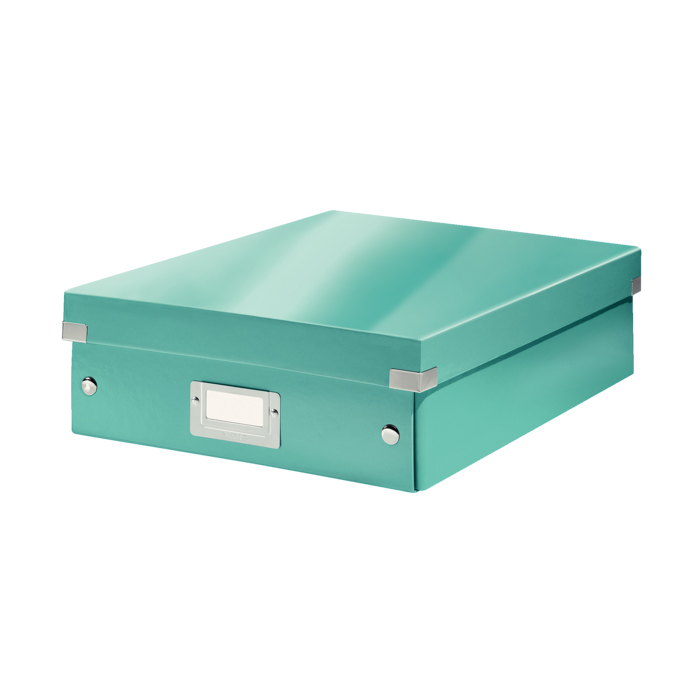 Cutie depozitare Leitz WOW Click & Store Organizer, carton laminat, medie, usor de asamblat, turcoaz Cutie depozitare Leitz WOW Click & Store Organizer, carton laminat, medie, usor de asamblat, turcoaz