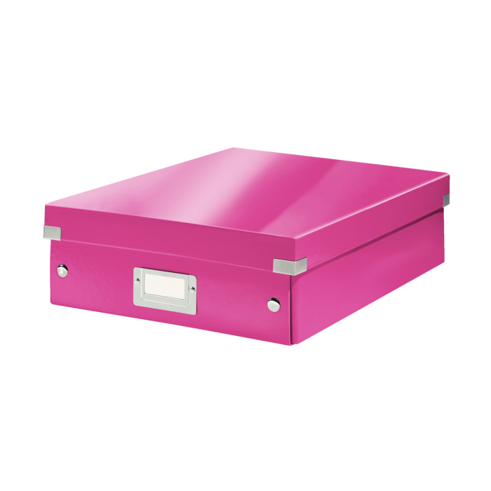 Cutie depozitare Leitz WOW Click & Store Organizer, carton laminat, medie, usor de asamblat, roz Cutie depozitare Leitz WOW Click & Store Organizer, carton laminat, medie, usor de asamblat, roz