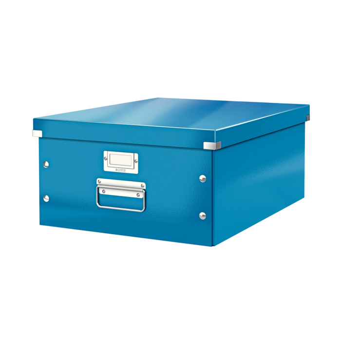 Cutie depozitare Leitz WOW Click & Store, carton laminat, mare, pliabila,albastru Cutie depozitare Leitz WOW Click & Store, carton laminat, mare, pliabila,albastru