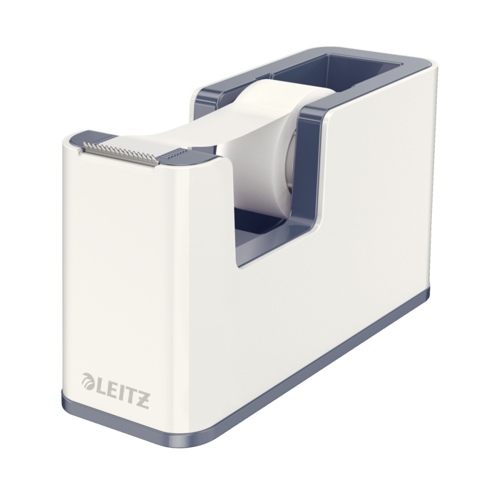 Dispenser banda adeziva Leitz WOW, PS, banda inclusa, culori duale, alb-gri Dispenser banda adeziva Leitz WOW, PS, banda inclusa, culori duale, alb-gri