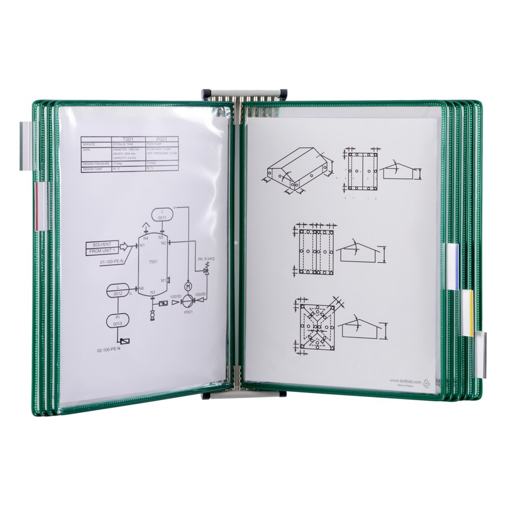 Kit complet Tarifold, din otel, pentru perete, A4, 10 display-uri, verde Kit complet Tarifold, din otel, pentru perete, A4, 10 display-uri, verde