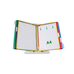 Kit complet Tarifold din otel, pentru birou, A4, 10 display-uri PVC, multicolor
