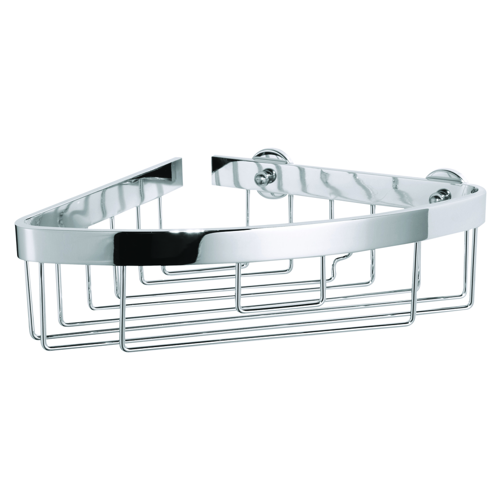 Etajera autoadeziva de colt pentru dus Aluxx, din aluminiu cromat, 87x205 mm Etajera autoadeziva de colt pentru dus Aluxx, din aluminiu cromat, 87x205 mm