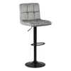 Scaun de bar reglabil pe inaltime cu spatar si rotativ din catifea ABS 191B gri Scaun de bar reglabil pe inaltime cu spatar si rotativ din catifea ABS 191B gri