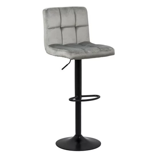 Scaun de bar reglabil pe inaltime cu spatar si rotativ din catifea ABS 191B gri Scaun de bar reglabil pe inaltime cu spatar si rotativ din catifea ABS 191B gri