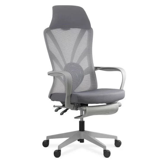 Scaun ergonomic cu spatar rabatabil si suport picioare SYYT 9512 gri Scaun ergonomic cu spatar rabatabil si suport picioare SYYT 9512 gri