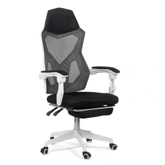 Scaun de gaming ergonomic cu suport de picioare OFF 424 alb Scaun de gaming ergonomic cu suport de picioare OFF 424 alb