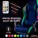Scaun gaming cu iluminare RGB si suport pentru picioare OFF 298 albastru