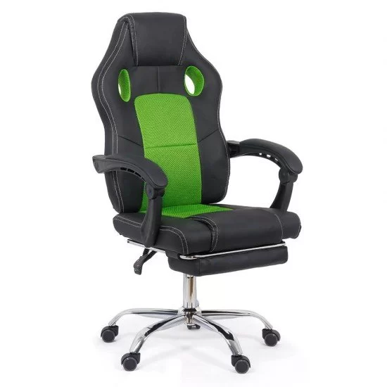Scaun Gaming de birou cu suport de picioare OFF 3091 verde Scaun Gaming de birou cu suport de picioare OFF 3091 verde
